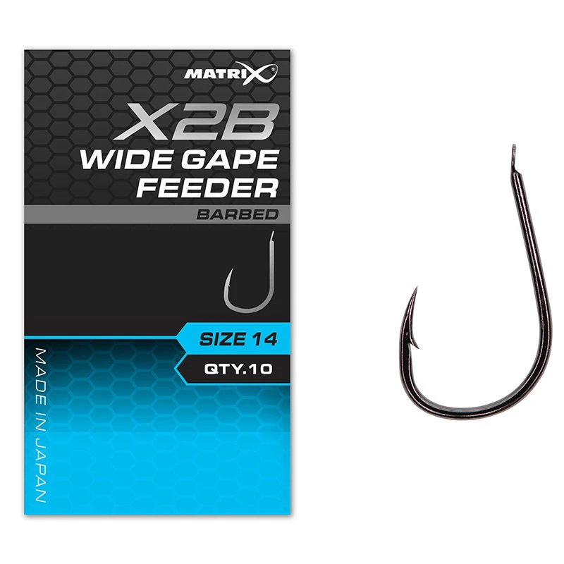 Matrix X2B Wide Gape Feeder Barbed Spade End Hooks